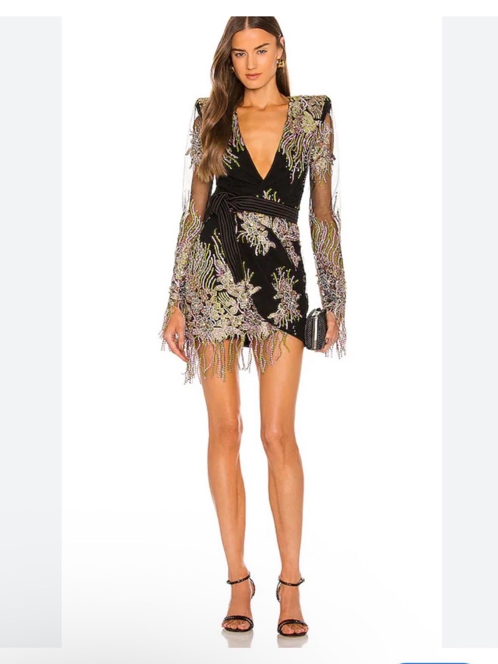 Zhivago Miles to Go Embellished Floral Embroidered Long Sleeve Mini Dress